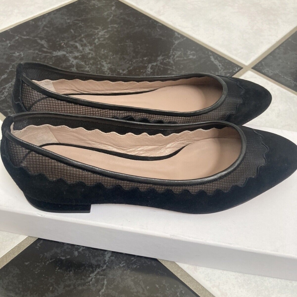NEW CHLOE SCALLOPED SUEDE MESH FLATS SIZE 37